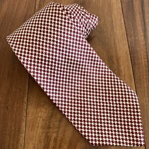 Vtg 1950s Penney's Towncraft Tie Bold MCM Houndstooth Red White Skinny Necktie